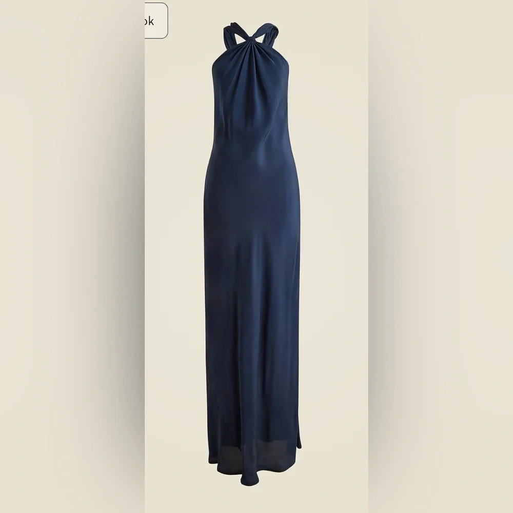J.Crew Collection halter slip dress in navy - Picture 5 of 9